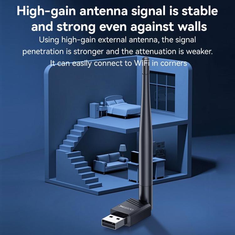 Yesido WP11 WiFi4 Wireless Dongle 150Mbps High Speed USB Adapter with External Antenna
