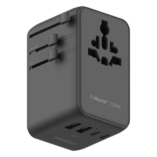 MOMAX UA23 1-World 2 4-Port Mini Universal Travel GaN Charger 100W with Dual AC