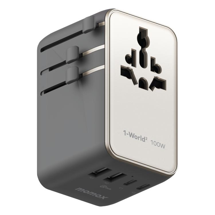 MOMAX UA23 1-World 2 4-Port Mini Universal Travel GaN Charger 100W with Dual AC