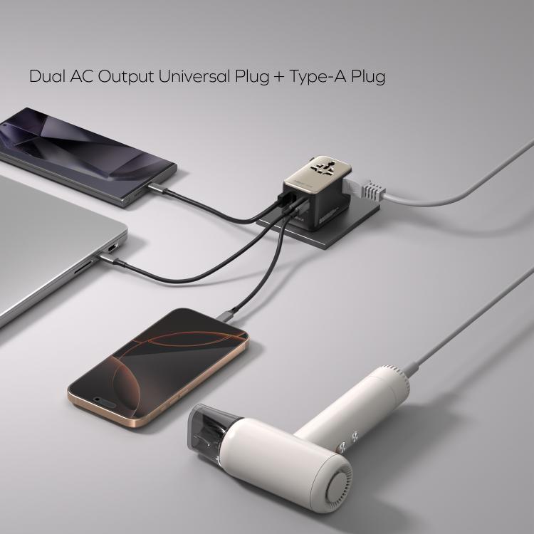 MOMAX UA23 1-World 2 4-Port Mini Universal Travel GaN Charger 100W with Dual AC