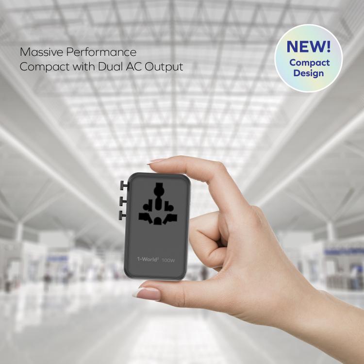 MOMAX UA23 1-World 2 4-Port Mini Universal Travel GaN Charger 100W with Dual AC