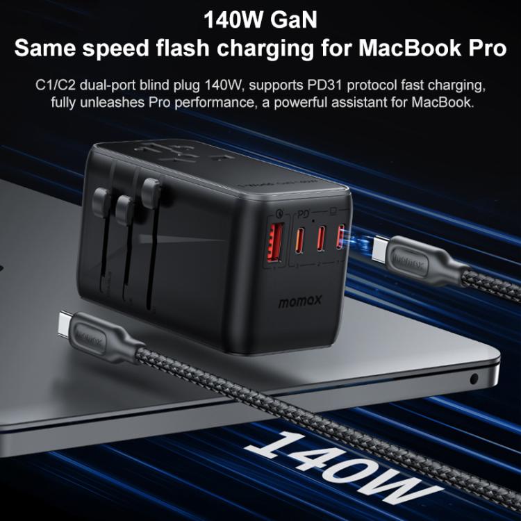 MOMAX UA16 1-World PD140W GaN Global Travel Fast Charging Socket