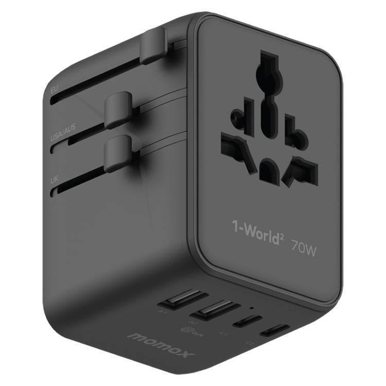 MOMAX UA22 1-World2 70W Dual AC Mini GaN Global Travel Fast Charging Socket