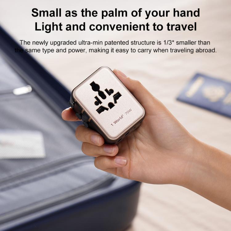 MOMAX UA22 1-World2 70W Dual AC Mini GaN Global Travel Fast Charging Socket