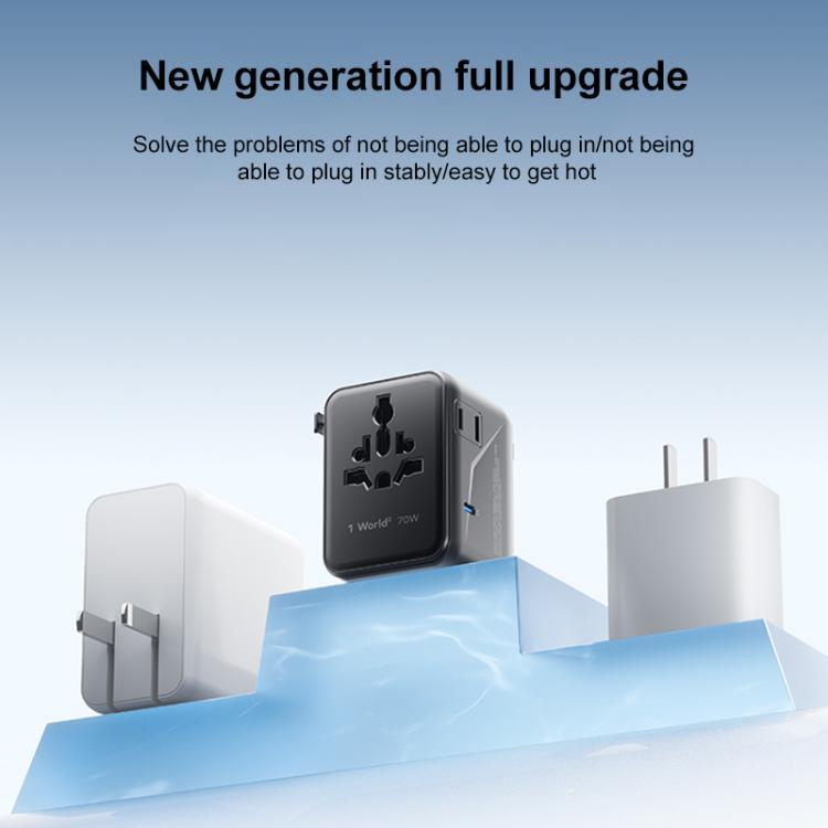 MOMAX UA22 1-World2 70W Dual AC Mini GaN Global Travel Fast Charging Socket