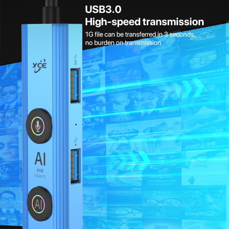 YCE V295B 5 in 1 USB3.0 / Type-C HUB Adapter AI Docking Station