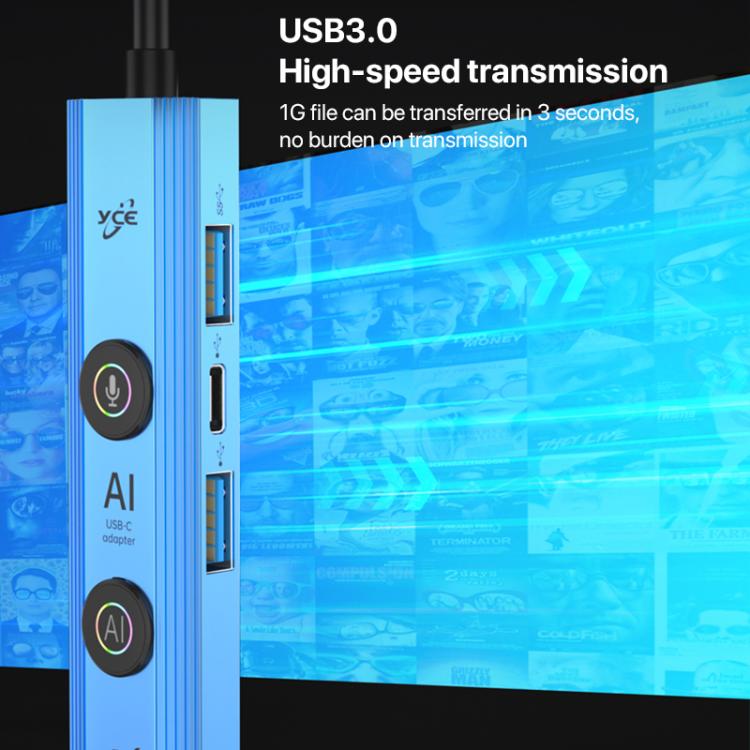 YCE V297A 7 in 1 USB-C / Type-C HUB Adapter AI Docking Station Support 8K Output