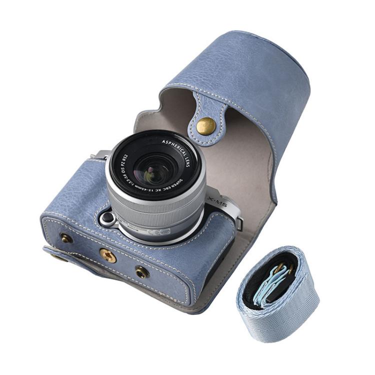 Retro Litchi Texture Leather Full Body Camera Case Bag with Strap