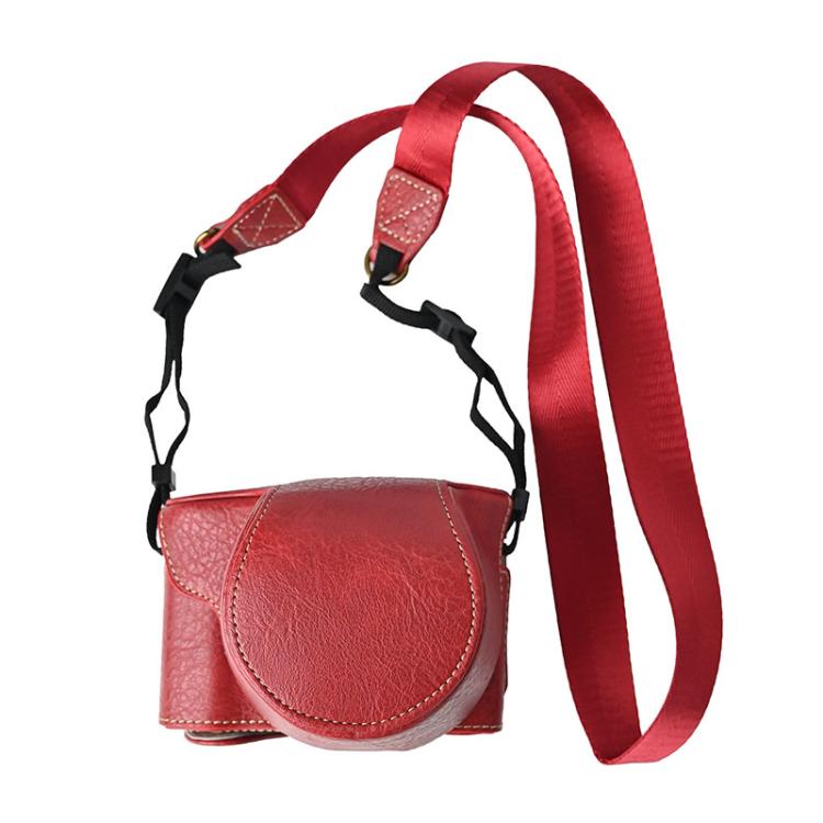 Retro Litchi Texture Leather Full Body Camera Case Bag with Strap