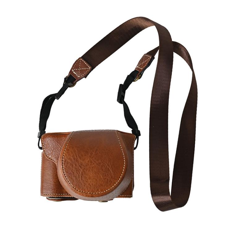 Retro Litchi Texture Leather Full Body Camera Case Bag with Strap