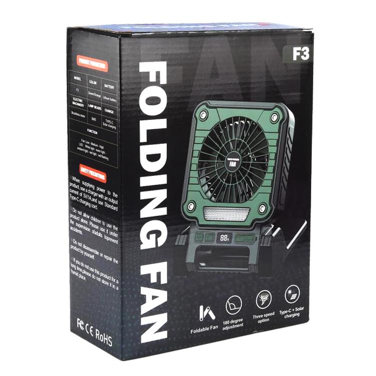 F3 Solar Powered USB Charging Portable Fan Camping Light