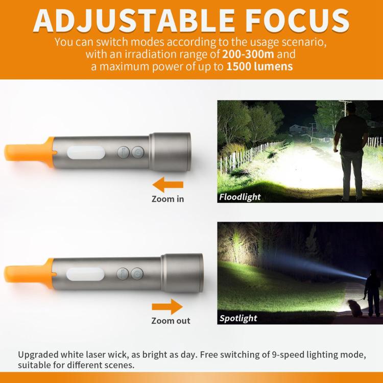 X723 Aluminum Alloy Outdoor White Laser Wick Zoom Waterproof Flashlight