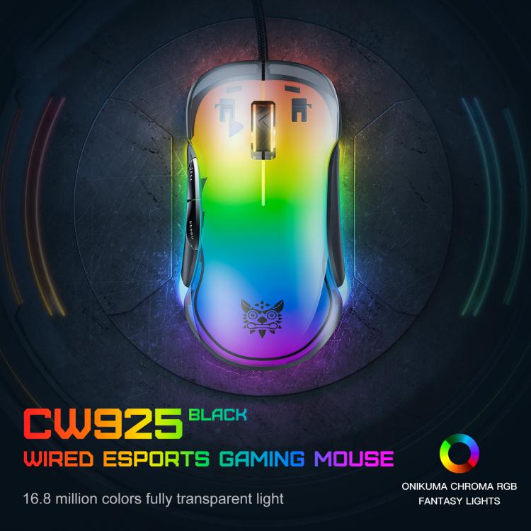 ONIKUMA CW925 12800DPI Colorful RGB E-Sports Gaming Wired Mouse