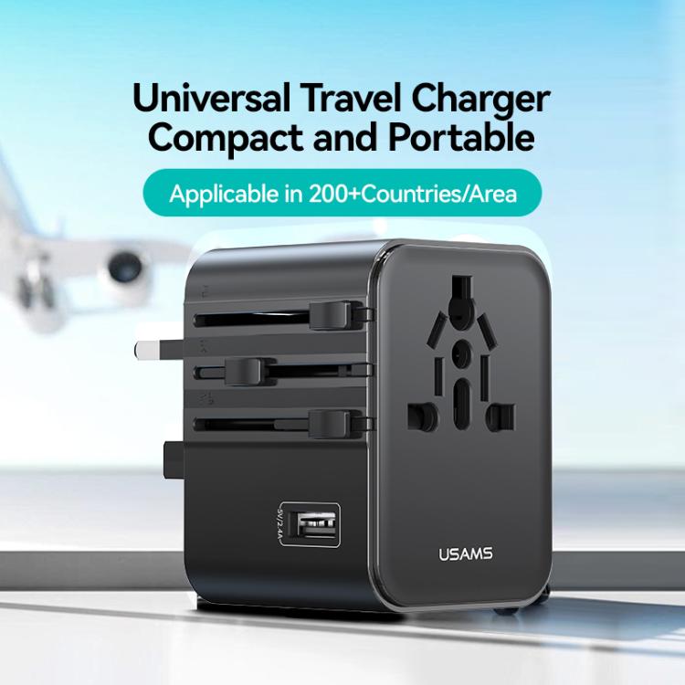 USAMS CC308 17W Dual Type-C and USB-A Ports Universal Travel Charger