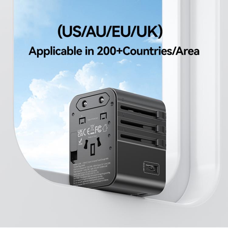 USAMS CC308 17W Dual Type-C and USB-A Ports Universal Travel Charger