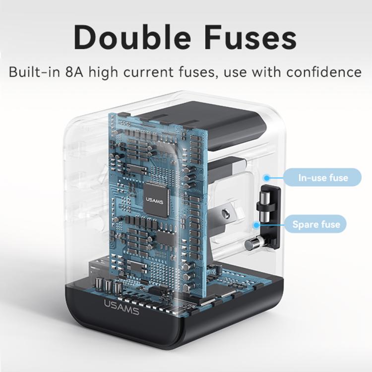 USAMS CC308 17W Dual Type-C and USB-A Ports Universal Travel Charger