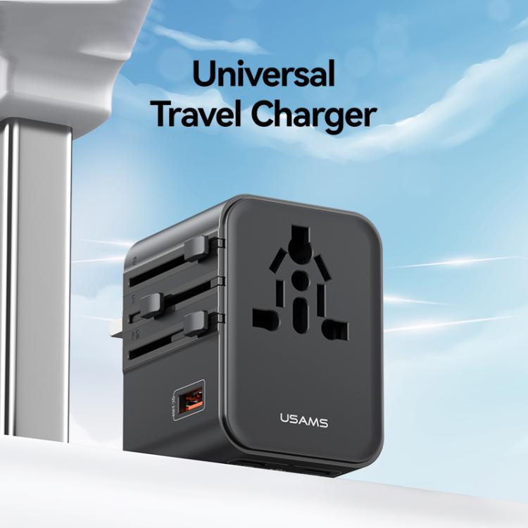USAMS CC309 25W Dual Type-C and USB-A Ports Universal Travel Charger