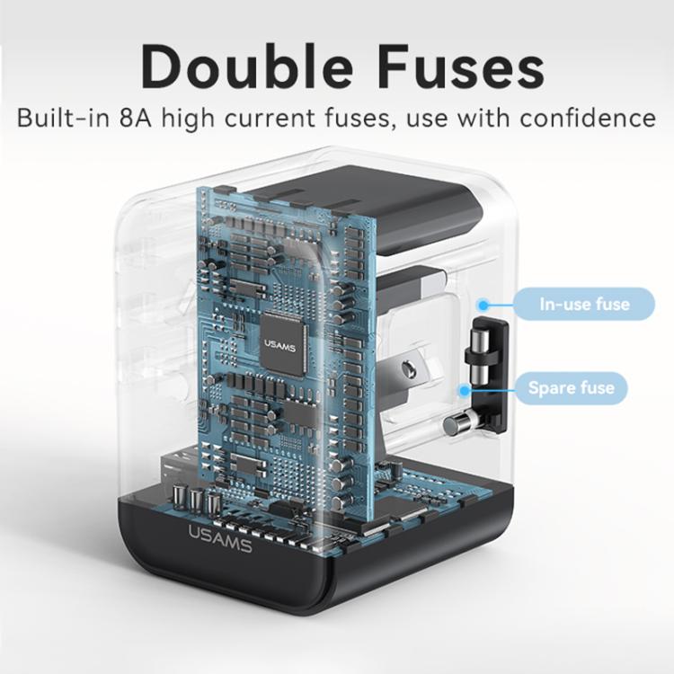 USAMS CC309 25W Dual Type-C and USB-A Ports Universal Travel Charger
