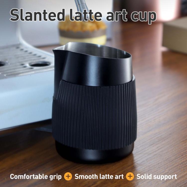 420ml Stainless Steel Latte Art Cup Oblique Mouth Anti-scalding Coffee Milk Foaming Cylinder with Scale