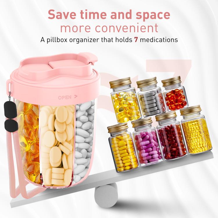 Portable Compartment Sealed Medicine Organizer Large Pill Storage Cup