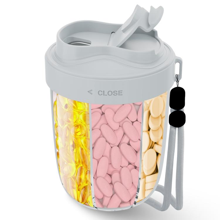 Portable Compartment Sealed Medicine Organizer Large Pill Storage Cup