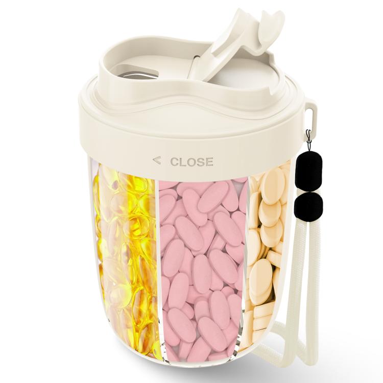 Portable Compartment Sealed Medicine Organizer Large Pill Storage Cup
