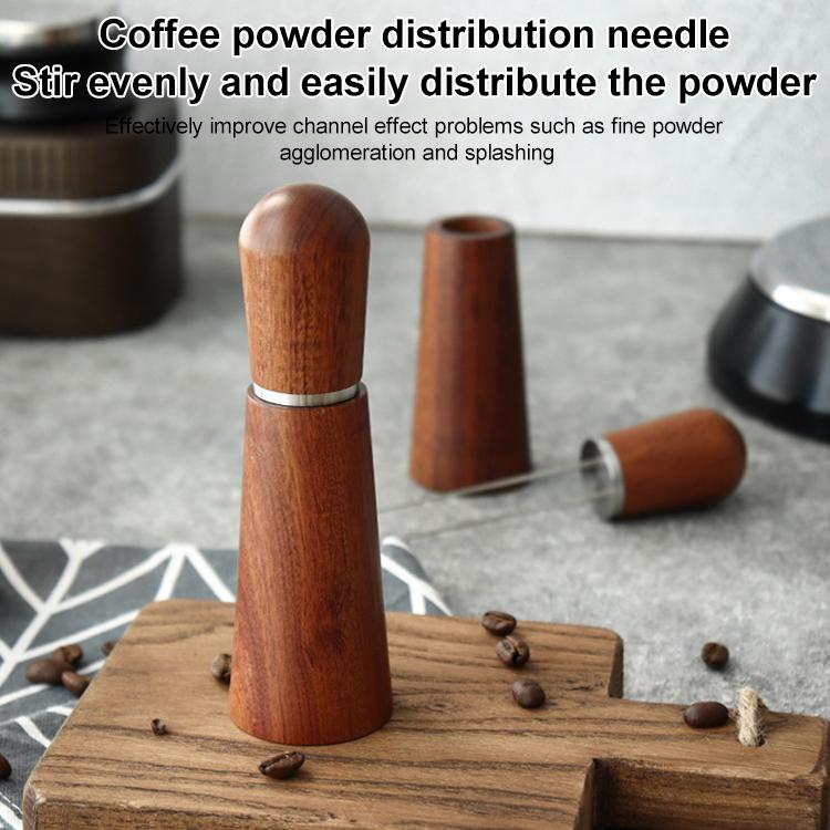 Solid Wood Stand Stainless Steel Coffee Loose Powder Needle