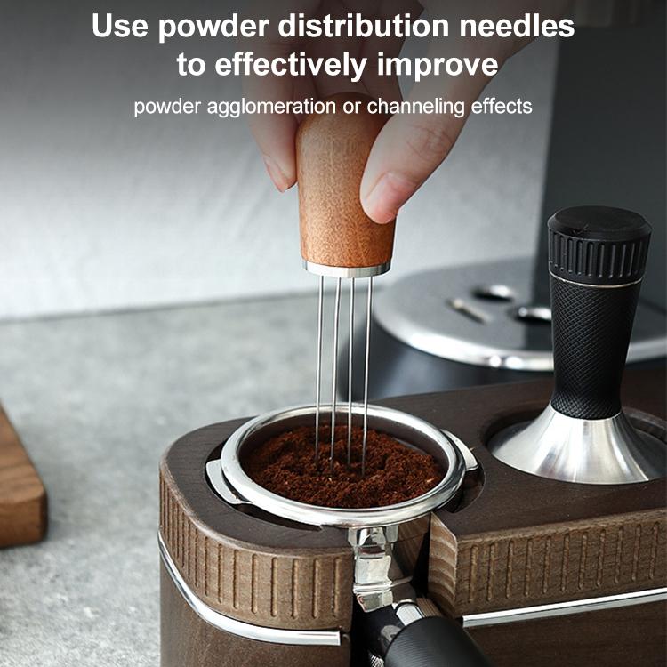 Solid Wood Stand Stainless Steel Coffee Loose Powder Needle