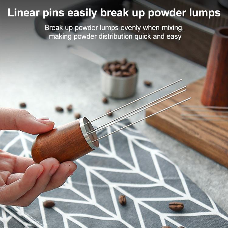 Solid Wood Stand Stainless Steel Coffee Loose Powder Needle