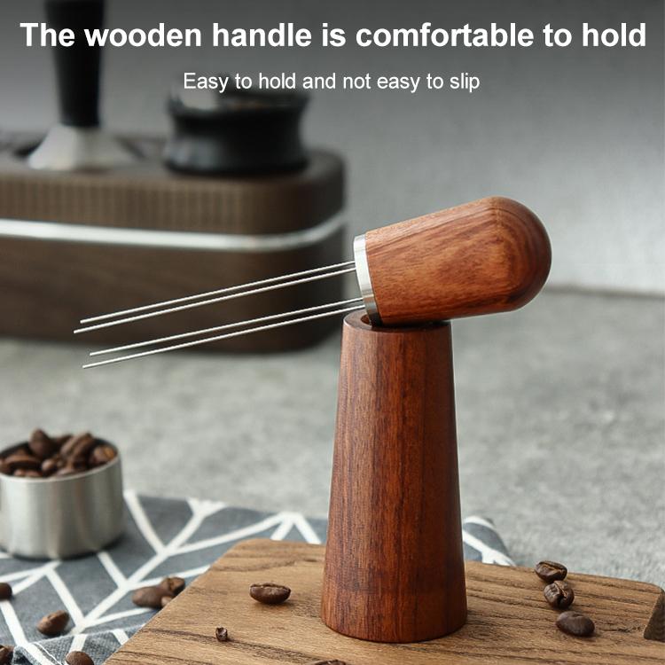 Solid Wood Stand Stainless Steel Coffee Loose Powder Needle