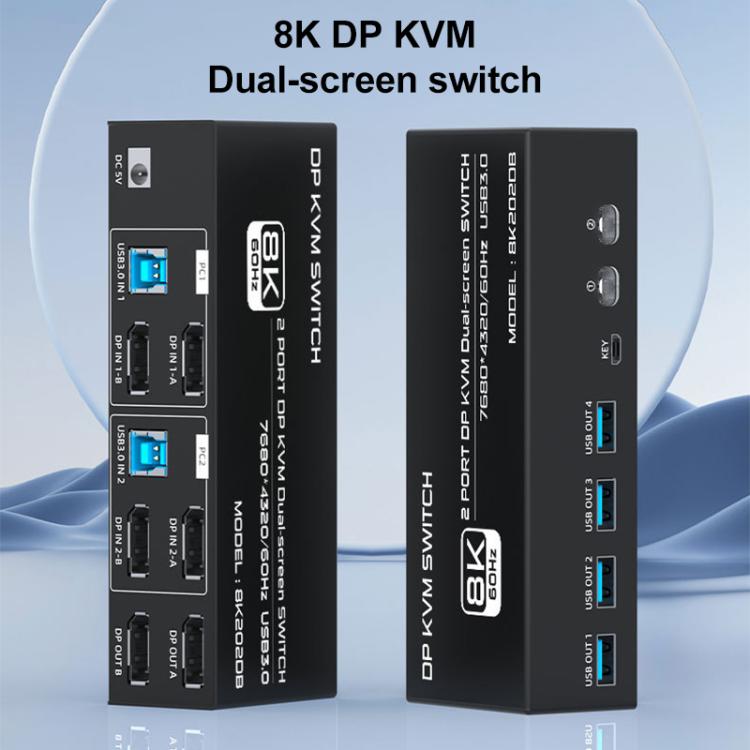 FJGEAR FJ-8K202DB 8K 60Hz DP Monitor KVM Switch