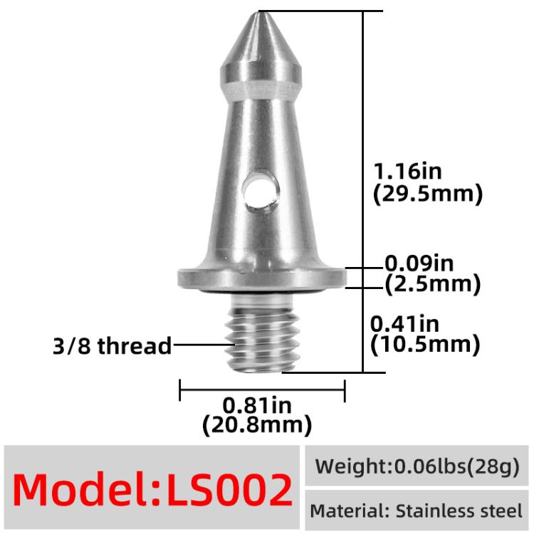 BEXIN LS002 Stainless Steel Tripod Spikes with 3/8 Screw for DSLR Tripods and Monopods