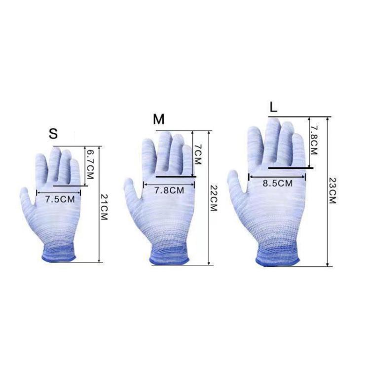A Pair Striped PU Coated Palm Anti-static Labor Protection Gloves Random Color Delivery