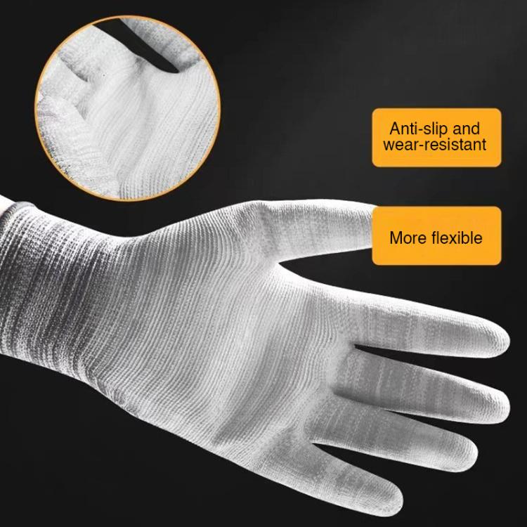 A Pair Striped PU Coated Palm Anti-static Labor Protection Gloves Random Color Delivery