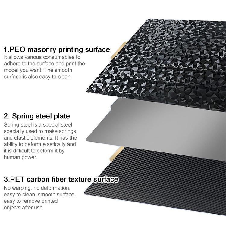 PET Carbon Fiber PEO Diamond Film Double-Sided 3D Printer Build Plate