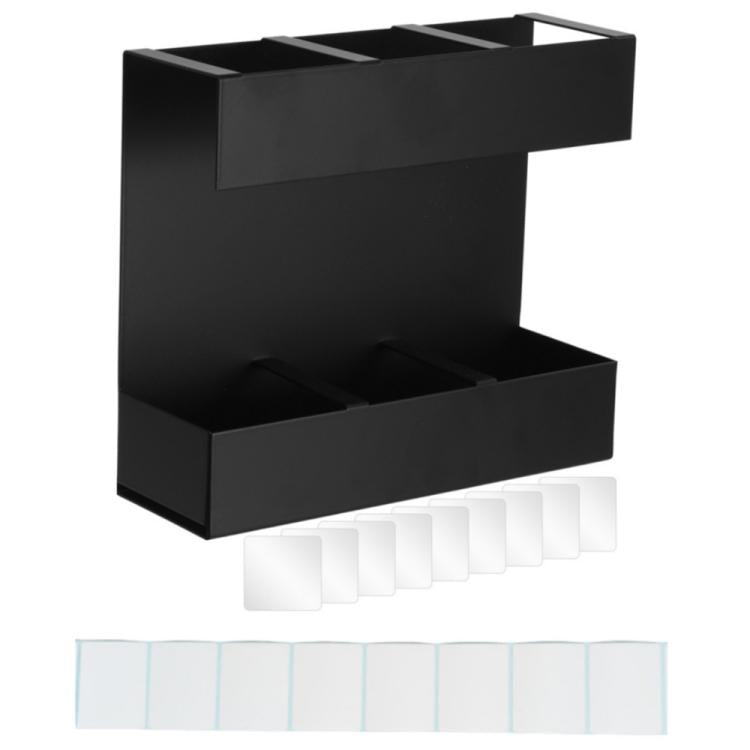 Three-grid Straw Cutlery Metal Storage Rack Kitchen Organizer