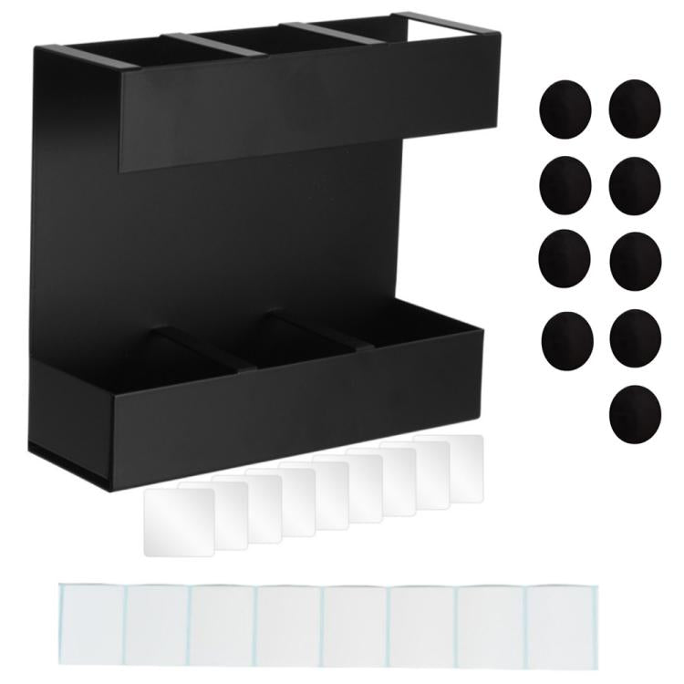 Three-grid Straw Cutlery Metal Storage Rack Kitchen Organizer