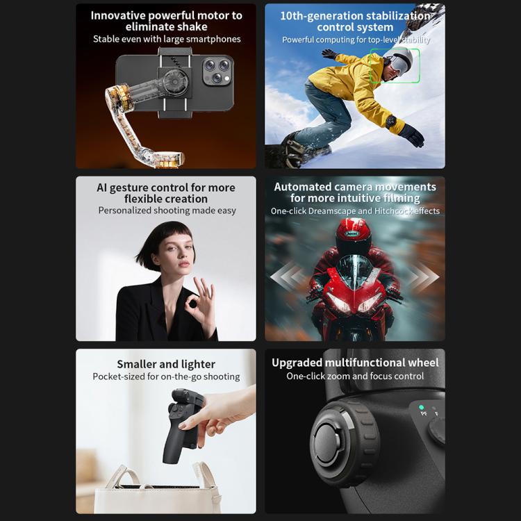 FUNSNAP CM8 Smartphone Stabilizer Foldable 3-axis Anti-shake Vlog Shooting Gimbal