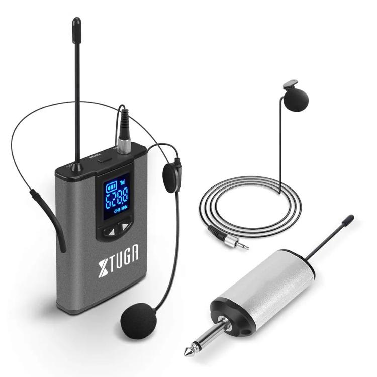 XTUGA  A1 UHF Wireless Headset Lavalier Microphone System with Bodypack Transmitter