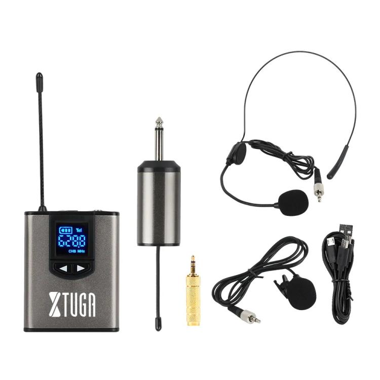 XTUGA  A1 UHF Wireless Headset Lavalier Microphone System with Bodypack Transmitter