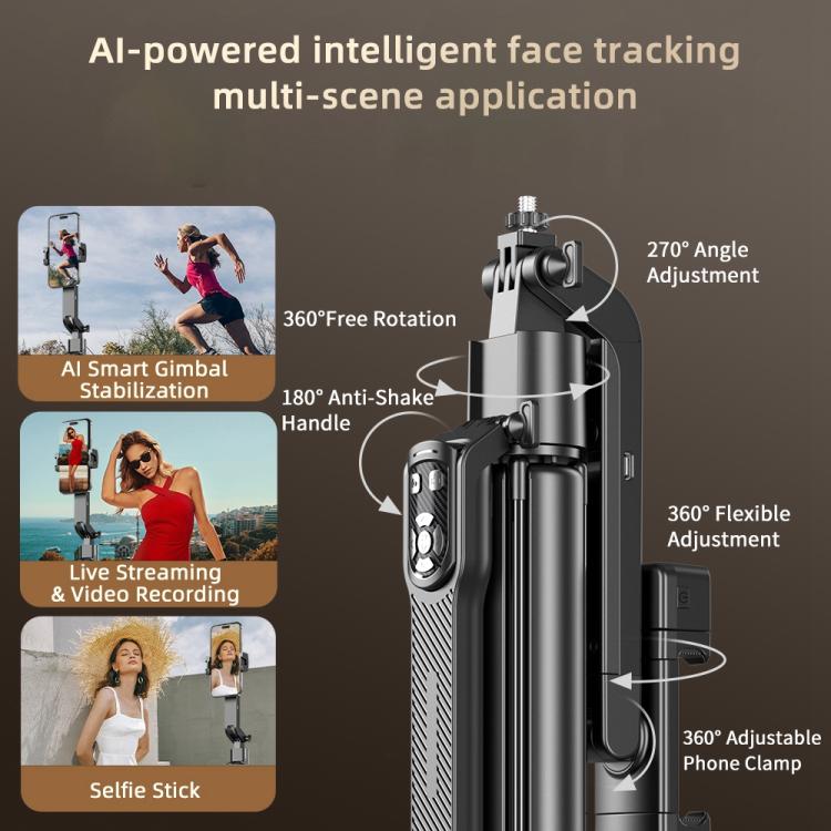 FUNSNAP A8 AI Smart Face Tracking Selfie Stick 5-axis Anti-shake Stand