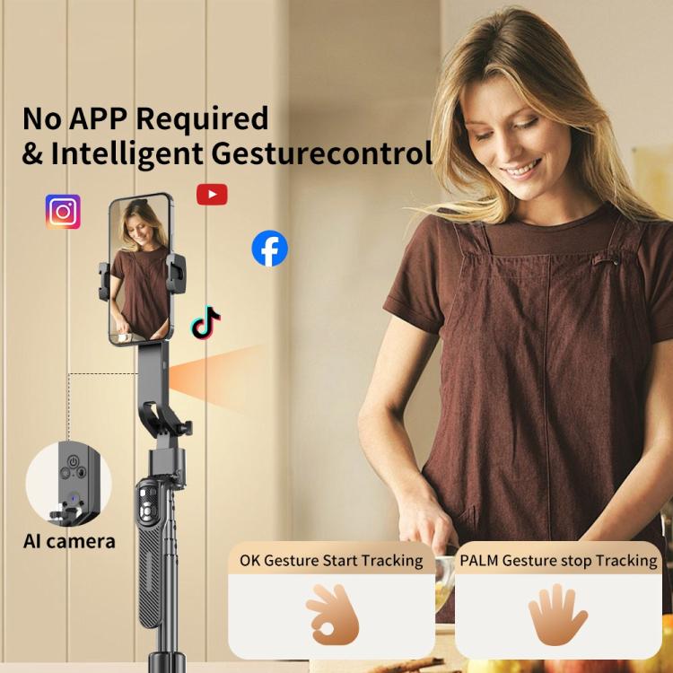 FUNSNAP A8 AI Smart Face Tracking Selfie Stick 5-axis Anti-shake Stand