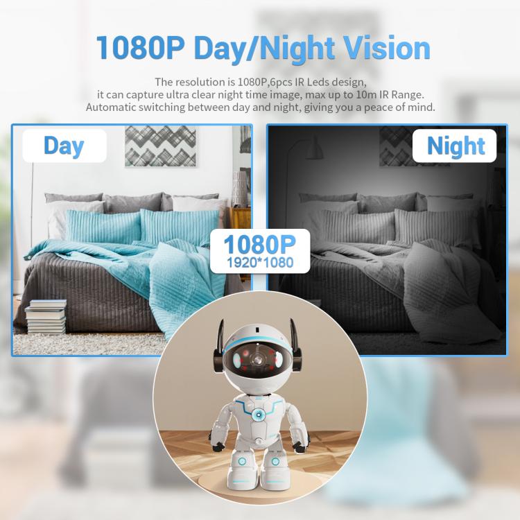 ESCAM PT205 5G WiFi Smart Robot Wireless AI Automatic Tracking Camera, Two Way Audio / Night Nersion