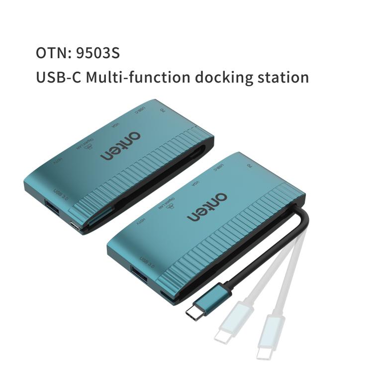 Onten 6 in 1 USB-C Multi-function Docking Station, HDTV+VGA+RJ45 Gigabit +USB-C Data +USB-C PD 3.0+USB 3.0