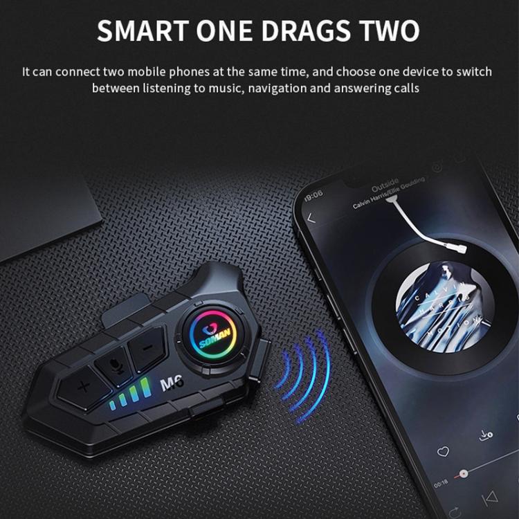 SOMAN Motorcycle Helmet Bluetooth Headset Stereo Voice Microphone