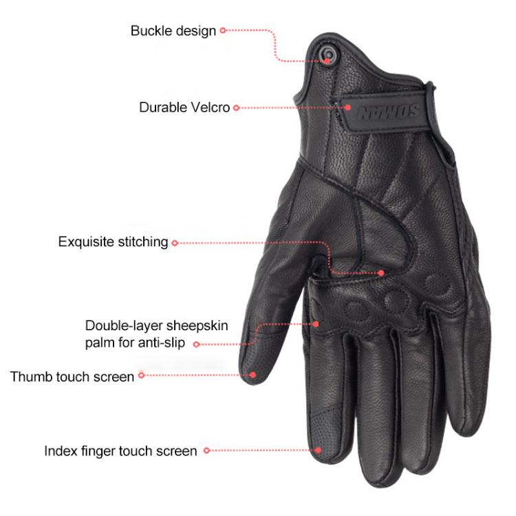 SOMAN MG-24 Motorcycle Sheepskin Gloves Touch Screen Off-road Riding Retro Gloves