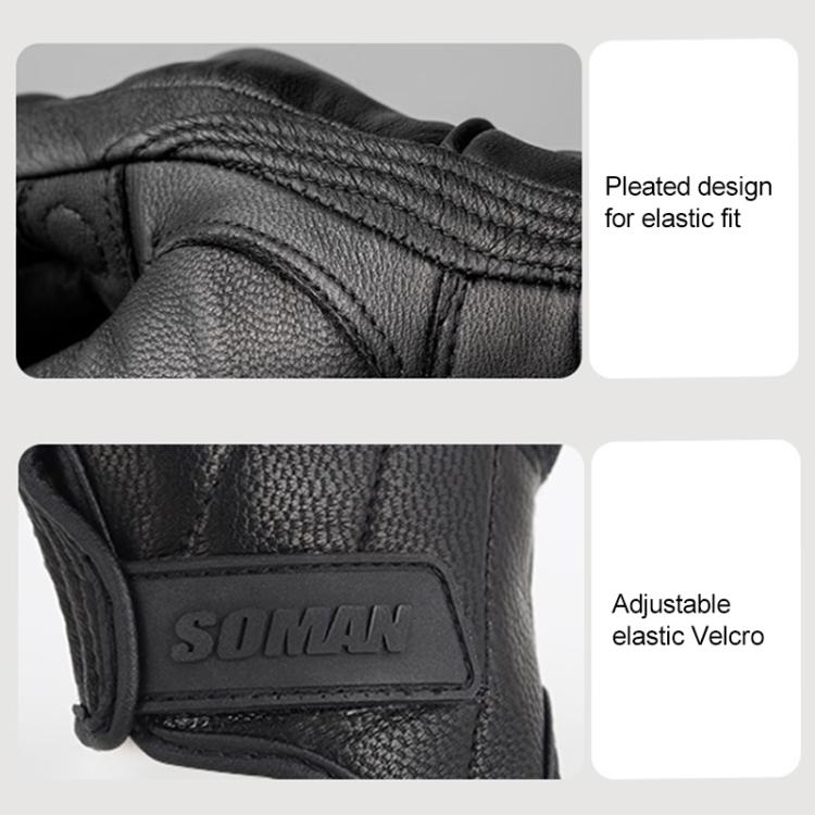 SOMAN MG-24 Motorcycle Sheepskin Gloves Touch Screen Off-road Riding Retro Gloves