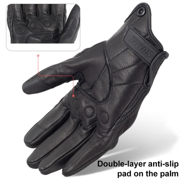 SOMAN MG-24 Motorcycle Sheepskin Gloves Touch Screen Off-road Riding Retro Gloves