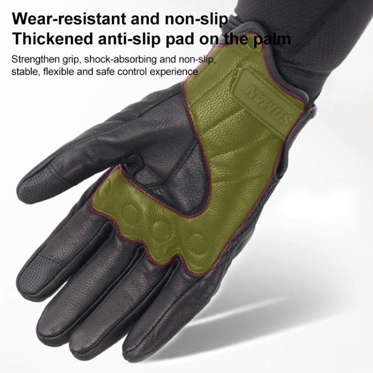 SOMAN MG-24 Motorcycle Sheepskin Gloves Touch Screen Off-road Riding Retro Gloves