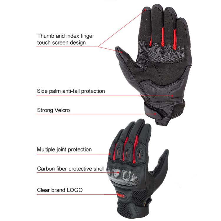 SOMAN  MG21 Motorcycle Sheepskin Carbon Fiber Gloves Off-road Riding Anti-slip Gloves